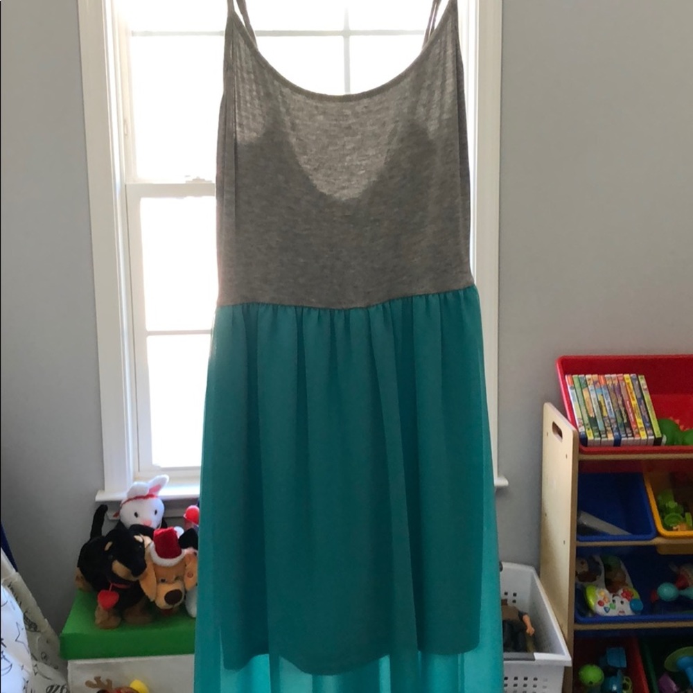 Gray and blue tank maxi dress